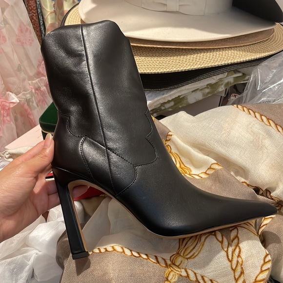 Ebony leather western high heel boots - Picture 6 of 8